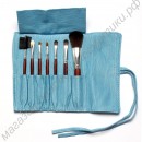 Набор из 7 кистей и инструментов для макияжа в голубой кожаной сумочке